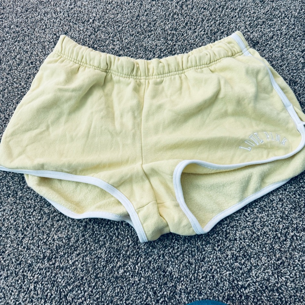 PINK Victoria's Secret Yellow and White Athletic Shorts